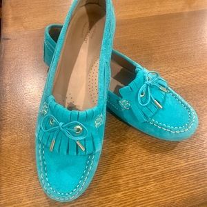 Sebago Turquoise Suede Moccasins SZ 9